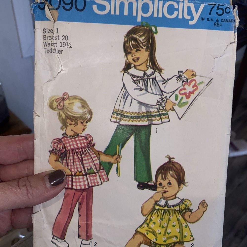Vtg 60s Simplicity 9090 Sewing Pattern Toddler Girls Size 1 Top Pants Bloomers